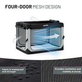 ZOMISIA Collapsible Dog Crate for Large Dogs - 42 Inch Dog Travel Crate Portable with Breathable Mesh Windows, Soft Sided Dog Kennel Foldable for Indoor and Outdoor, Grey