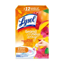 Lysol Lysol Click Gel Automatic Toilet Bowl Cleaner, Gel Toilet Bowl Cleaner, For Cleaning and Refreshing, Mango & Hibiscus, 6 Count (Pack of 1)