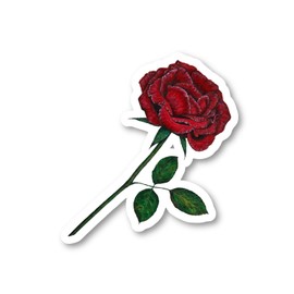 Red Rose Sticker 3-Pack | Beautiful Floral Garden Stickers | Waterproof Vinyl Decals for Laptops, Water Bottles, Notebooks & More Set of 2.5, 3 and 4 Inch Vinyl Laptop Stickers S214414-3Pack