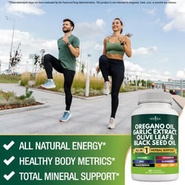 NEW AGE Oregano Oil Garlic Extract Olive Leaf with Astragalus - Supplement for Women and Men - 120 Count