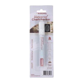Europel Water-Resistant Chalk Marker, 6 mm Tip - 1 White Marker in Blister Card for Indoor and Outdoor Messages - Blackboards, Slates, Signs, Windows