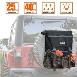 ALL-TOP Spare Tire Trash Bag, Heavy Duty Truck Tailgate Trash Bag, Cargo Storage Bag for Jeep, Truck, SUV or Car, Fit up to 40'' Tire (Carbon Black)