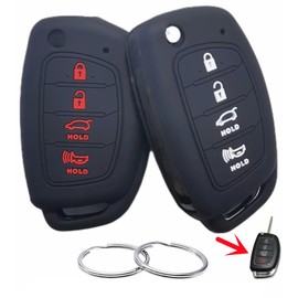 REPROTECTING Silicone Rubber Key Fob Cover Compatible with 2013-2019 Hyundai Santa Fe Sport Sonata Tucson OSLOKA-875T (Suitable for Buttons with Eject/flip/fold Buttons, not for Smart Keys)