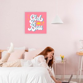 Edenpack Inspirational Quote Canvas Wall Art Motivational Quote Framed Prints Decor for Bedroom Kitchen Walls Office Hallway Woman Special Occasions Gift (Girl Power Design 1, 8''x8'')