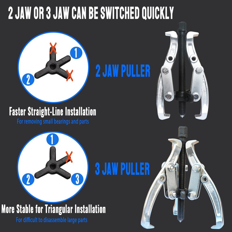 HQSSWUCH 8 in 1 Gear Puller Set, 3" 4" 6"