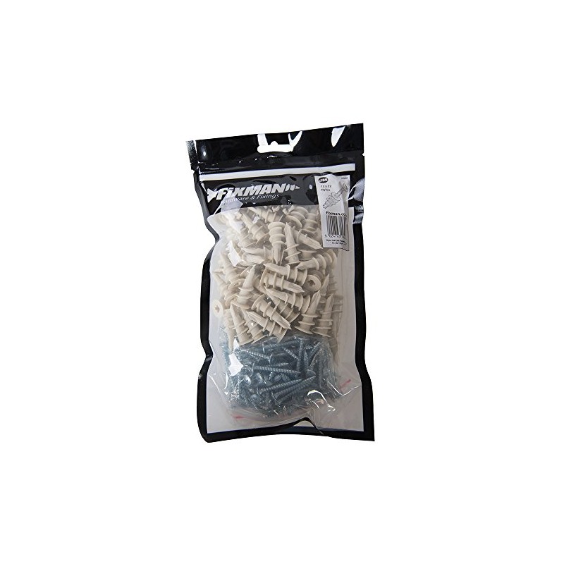 Fixman 475004 Self-Drill Fixings 100pk Nylon 12 x 32 mm