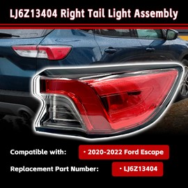 LJ6Z13404 Tail Light Assembly Compatible with 2020 2021 2022 Ford Escape LED w/Bulbs Outer Rear Lamp Right Passenger Side