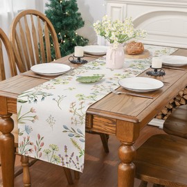 Siilues Spring Table Runner, Spring Table Decorations Flower Spring Runner for Table Seasonal Spring Holiday Decor for Indoor Outdoor Dining Table Decorations (13'' x 90'')