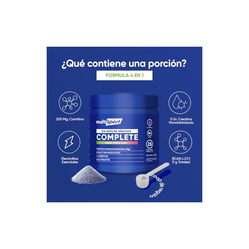 Creatina Monohidratada con Pre Entreno L Carnitina Electrolitos BCAAs Formula