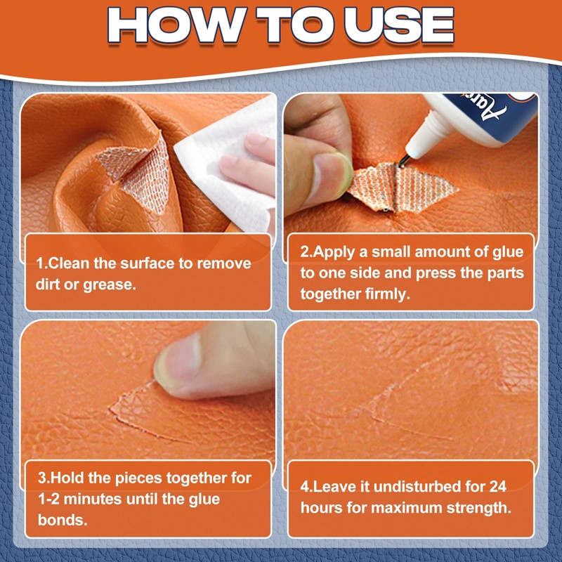 Aarovibe Leather Glue, 60ml Strong & Flexible Leather Adhesive –