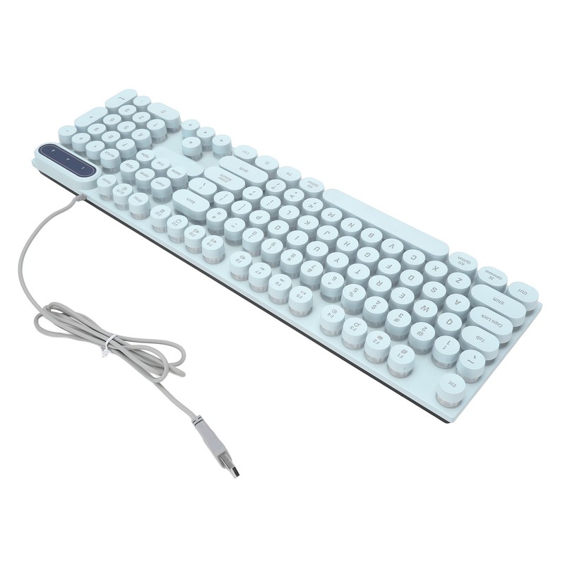 Gaming Keyboard USB Round 104 Keycaps Backlit Ergonomic Fodable Feet