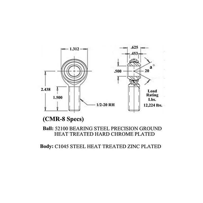 QS Components Weld-On Clevis Mount Hardware 1/2 Male RH Econ