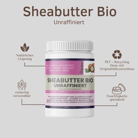 Sheabutter BIO 500 g – Kaltgepresst & Unraffiniert – 100 % naturrein, vegan – Für Haut, Haar & DIY-Kosmetik – Pflegebutter aus kontrolliert biologischem Anbau - Nakobe
