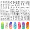 beinkmake 3Pcs Tulip Nail Stamping Plate Set Floral Irregular Geometric