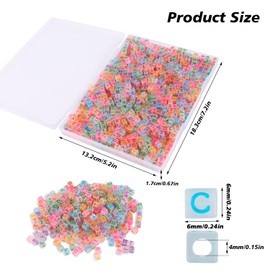 FOPINOA 1000pcs Glow in The Dark Letter Beads, 6x6mm Acrylic Glow Alphabet Beads A-Z Square Letter Beads for Bracelets Necklaces DIY Crafts Gifts Jewelry Making (Glow in The Dark)