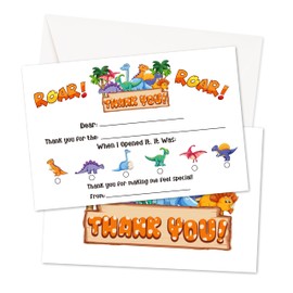HMJKL Dinosaur Thank You Cards Fill In The Blank, Dino Thank You Notes For Kids, Thank You Greeting Cards With Envelopes For Birthday Christmas Wedding Baby Shower, 20 Pack (11)