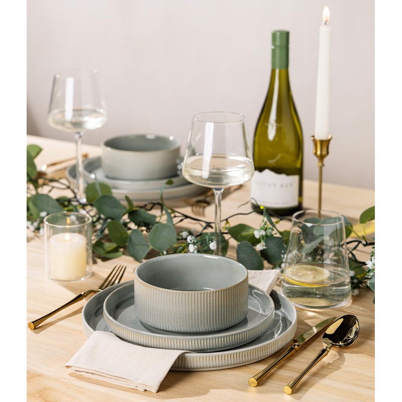 TheTerra Ceramic Dinnerware Sets for 4, 12 Pieces Porcelain Lightweight