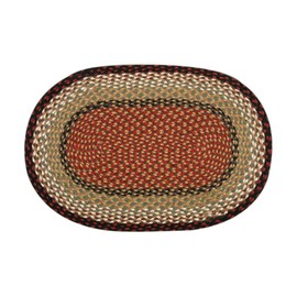 Earth Rugs Oval Area Rug, 27" x 45", Burgundy/Mustard