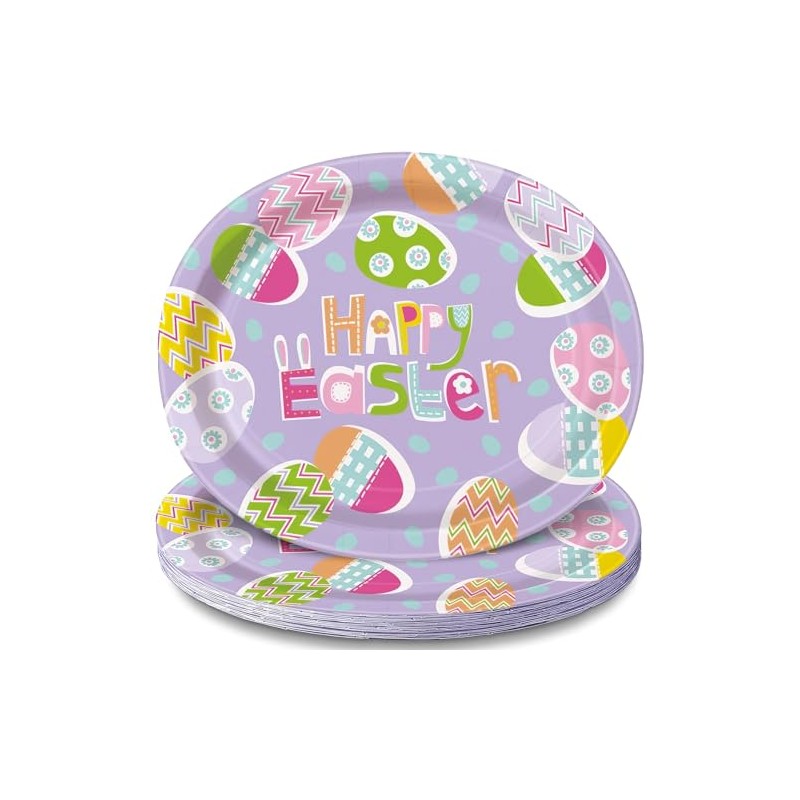 Unique Large Oval Easter Paper Plates - 8 Pack