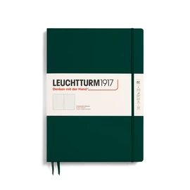 LEUCHTTURM1917 370272 Master Slim Notebook (A4+), Hardcover, 123 Numbered Pages, Forest Green, Dotted
