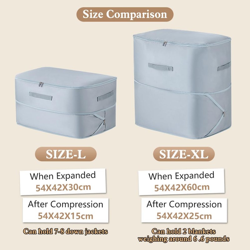 Ultra Space Saving Compression Storage Bags With Handles, Double Zipper