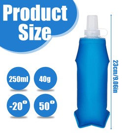GNHG Pack of 2 Silica Gel Foldable Drinking Bottles, Running Bottle, Foldable Bottle, Soft Flask, 250 ml, BPA-Free, Sports Bottle for Hydration Backpack, Bicycle, Hiking, Jogging, Camping and Climbing