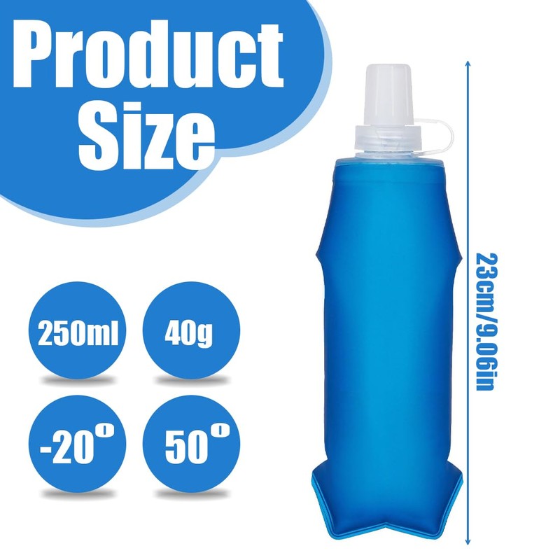 GNHG Pack of 2 Silica Gel Foldable Drinking Bottles, Running