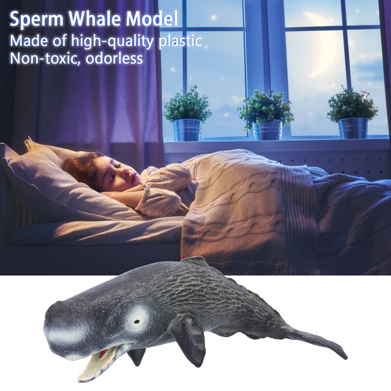Realistic Sperm Whale Replica Simulated Marine Animal Model Educational Collector