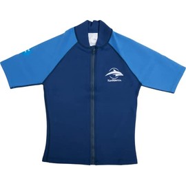 Konfidence Warma Wetsuit Top - Zipped Neoprene T-Shirt - Ideal for Pool and Beach 2mm Thick Neoprene (Blue/Navy, 36" Chest)