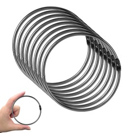 8pcs Loose Leaf Binder Rings, 4 Inch Large Metal Book Paper Clip Rings Keychain Keyrings for Index Cards Notebooks Photos Documents Files Home Office DIY Crafts Supplies, Black