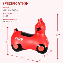 INPANY Kids Bouncy Car Hopper Toys, Toddlers Ride on Car, Inflatable Hopping Toys, Bouncing Buddies, Rubber Bouncer, Outdoor Indoor Birthday Gifts Toy for 2 3 4 Yr Girl Boy (Red)