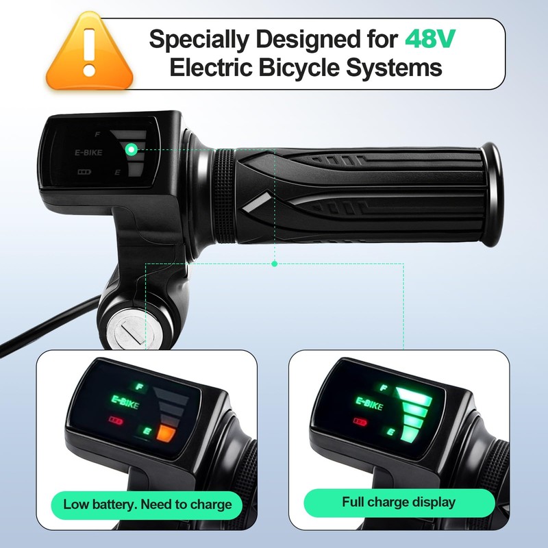 Royitay Ebike Full Twist Throttle Replacement for Ridstar Q20/Q20Lite/Q20Pro/H20/H26Pro/H20,48V, LCD