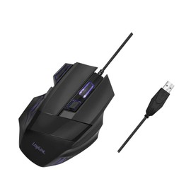 LogiLink ID0202 Ergonomic USB Gaming Mouse 2400 DPI with 6 Programmable Buttons and DPI Switch Button, Black