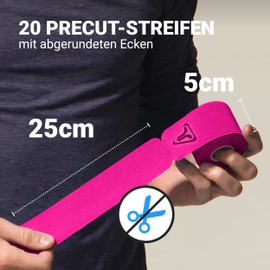 True Tape Athlete Edition True Pink Elastic Kinesiology Tape – 20 Pre-Cut Strips 25 x 5 cm.