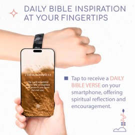 Daily Bible Verse Bracelet - Scan Phone, Christian Gifts For Men, Women, God Is Greater Than The Highs And Lows Scripture Bracelets For Prayer, Wearable Jesus Faith Devotional God Band (Black Camel)