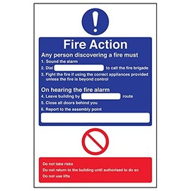 Fire Action - General Fire Action Dial - 200 X 300mm Restickable Safety Sign