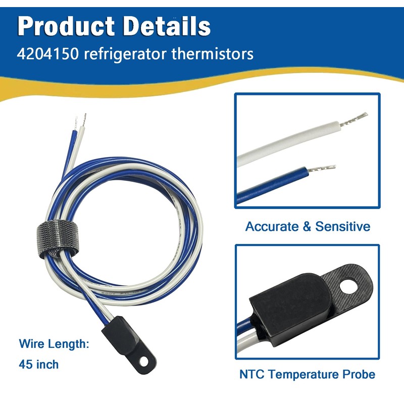 xiatnnxaa 4204150 Refrigerator Thermistor, TH4150 Refrigerator Temperature Sensor Replacement for