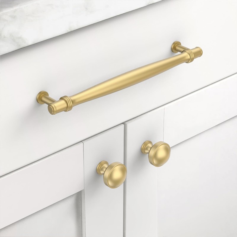 Asidrama 10 Pack 7.5 Inch(192mm) Brushed Gold Cabinet pulls Kitchen