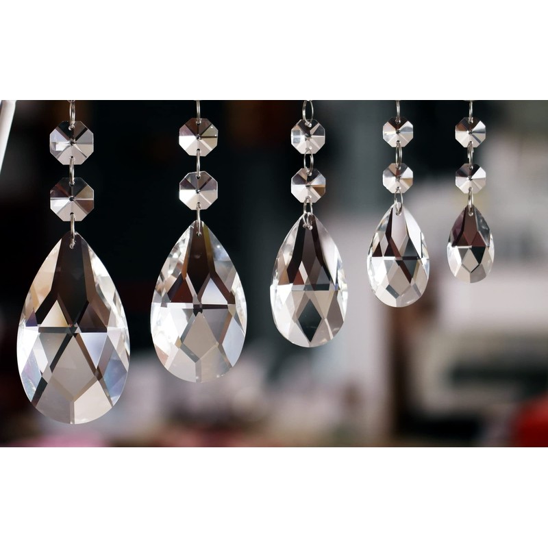 Yapicoco Shower Curtain Hooks Rings for Bathroom, 12PCS Gemstone Crystal