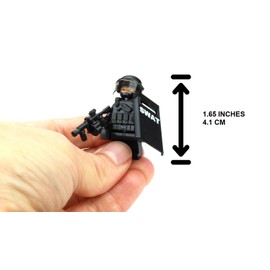 Battle Brick 1.6 Inches Tall SWAT Police Officer Heavy Riot Control Custom Minifigure | Packaged in The USA | Genuine Military Minifig | Great Gift for Ages 10+ to Adult AFOL