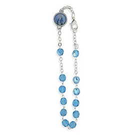 Vatican Imports Crystal One Decade Rosary Bracelet (Aqua)
