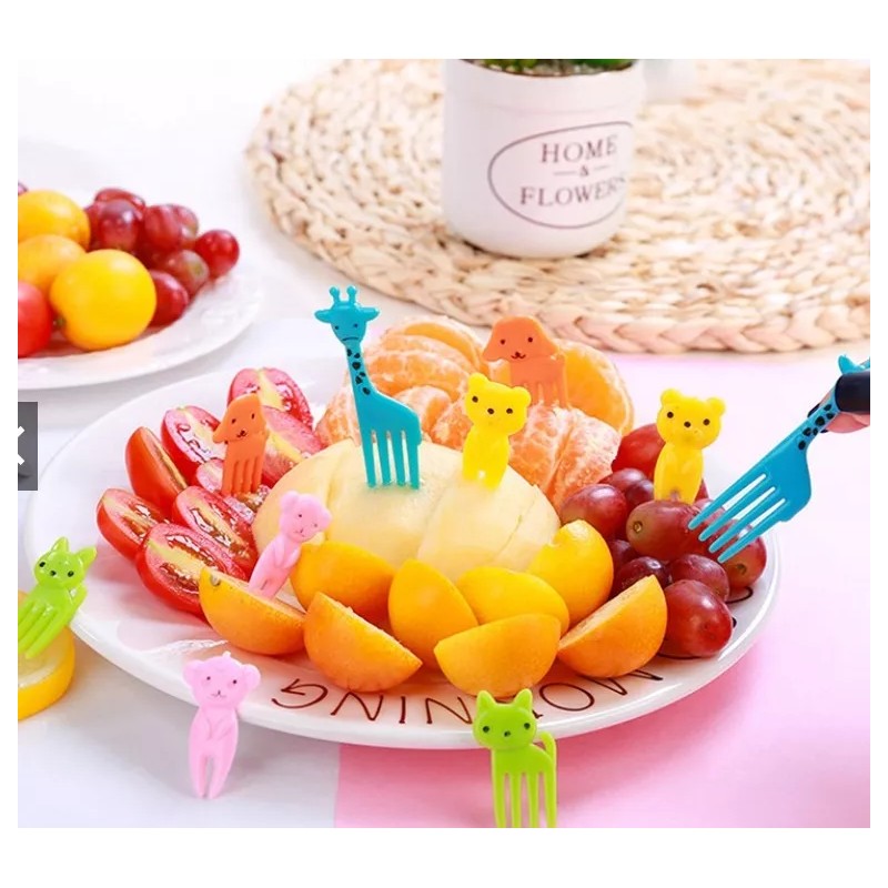 24x7 Palillos Tenedores Lonche Kawaii Pequeños Decoración Frutas