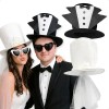 Sombrero Copa Alta Foam Novios Despedida Solteros Bodas Blanco/negro