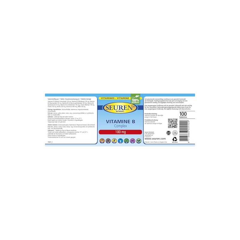 Seuren Nutrients | Vitamin B Complex 100 Tablets | high