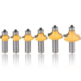 Mesee 6 Pieces Round Over Edging Router Bit Set, 1/2-Inch Shank Corner Roundover Beading Router Bits Woodworking Milling Cutter Tools, 1/8", 1/4", 5/16", 3/8", 7/16", 1/2" Radius
