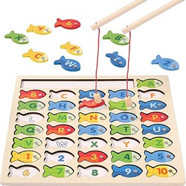 TAIMEI Juguete Montessori para Niños, Juguetes magnéticos para Pescar,Juguete Educativo y Didáctico para Aprender Colores,Números y Formas,Tablero de 