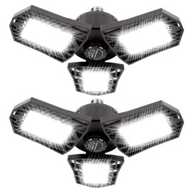 Megrezo LED Garage Lights - 6000 Lumen 6500K Daylight 60W, Three Leaf Led Garage Ceiling Lights, Pack of 2