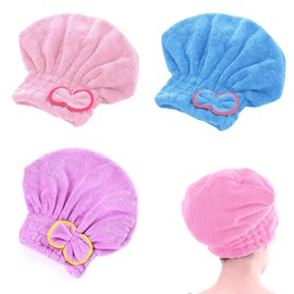 BDSHUNBF 3PCS Rapid Drying Hair Towel, Hair Towel Wrap, Microfibre Towel Super Absorbent Anti Frizz Dry Hair Hat for Women and Girls Drying Hair