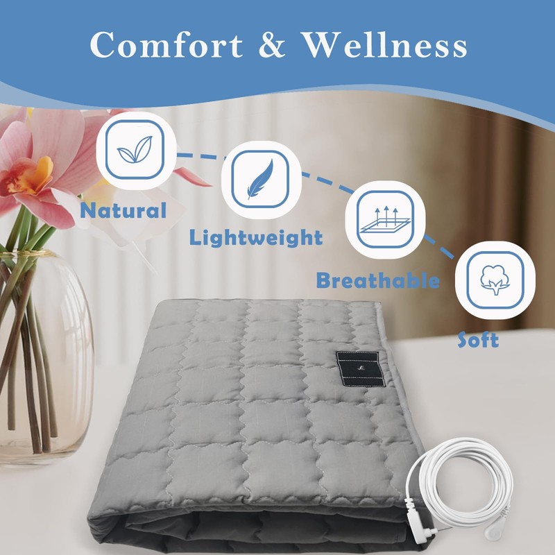 LAXVAPIU Grounding Mat Cotton Bed Pad Silver Fiber Quilted Grounded