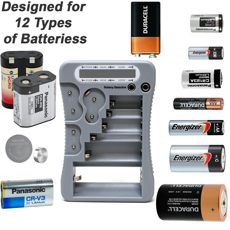 Battery Detective 12 Type Battery Tester with LCD Display, AAA